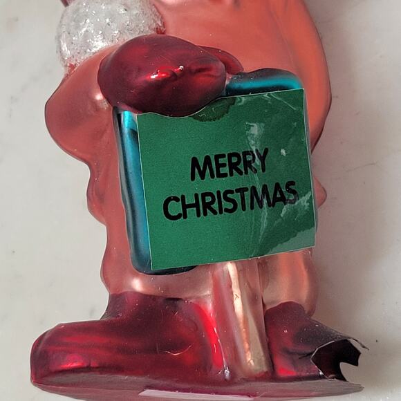 2001 Warner Bros. Merry Christmas Ornament Vintage Glass Character Red Pink 5” - Picture 13 of 16
